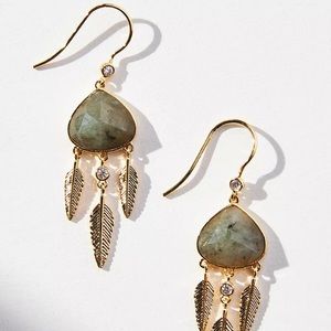 🆕 Anthropologie Leaf Chandelier Drop Earrings in Slate-Gold
